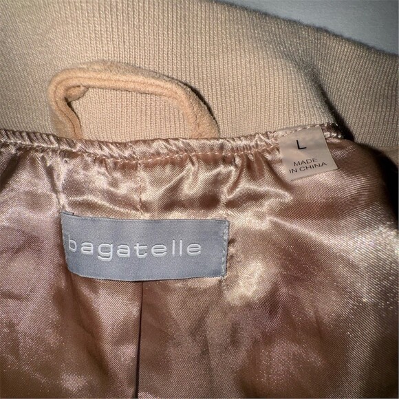 Bagatelle Bomber Jacket Womens Size L Tan Floral Embroidered Full Zip Boho - Picture 5 of 12
